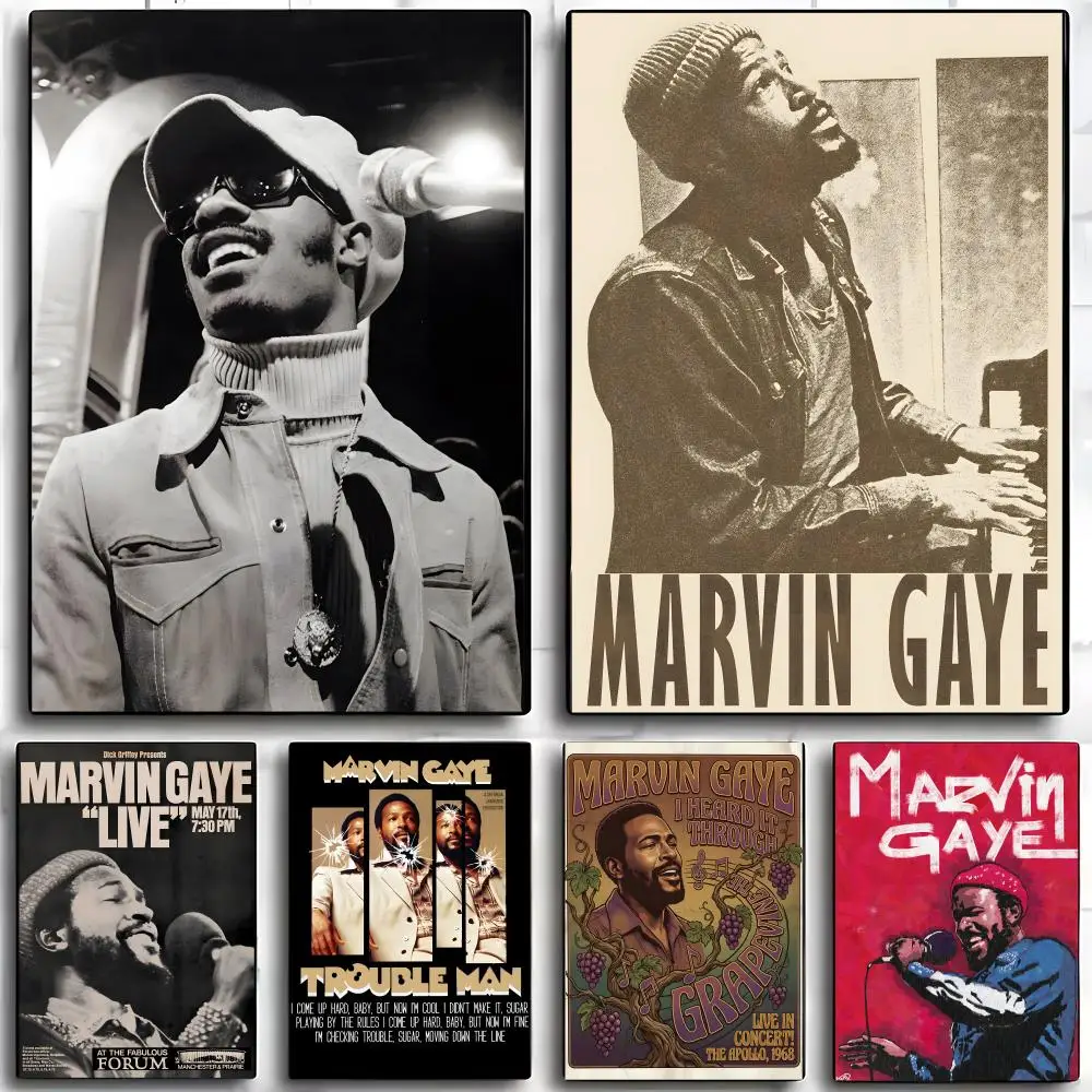 Singer M-Marvin G-Gaye Poster Wall Art Print Art Suitable for Living Room Bedroom Bar Parlor Home Decor Gift
