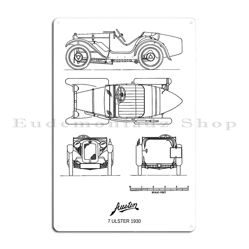 Bnw Austin 7 Ulster 1930 Metal Sign Club Bar Decoration Custom Print Wall Plaque Tin Sign Poster