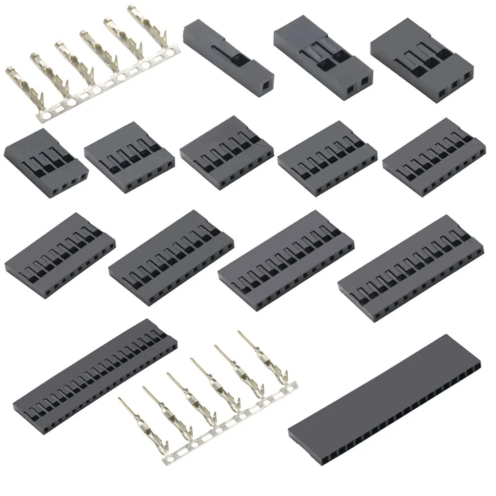 2.54mm Pitch TJC8 Single Double Row Dupont Plastic Shell Plug Connector 1/11/12 2*2/3/4/5/6/7/8/9/10/20P Housing Female Male Pin