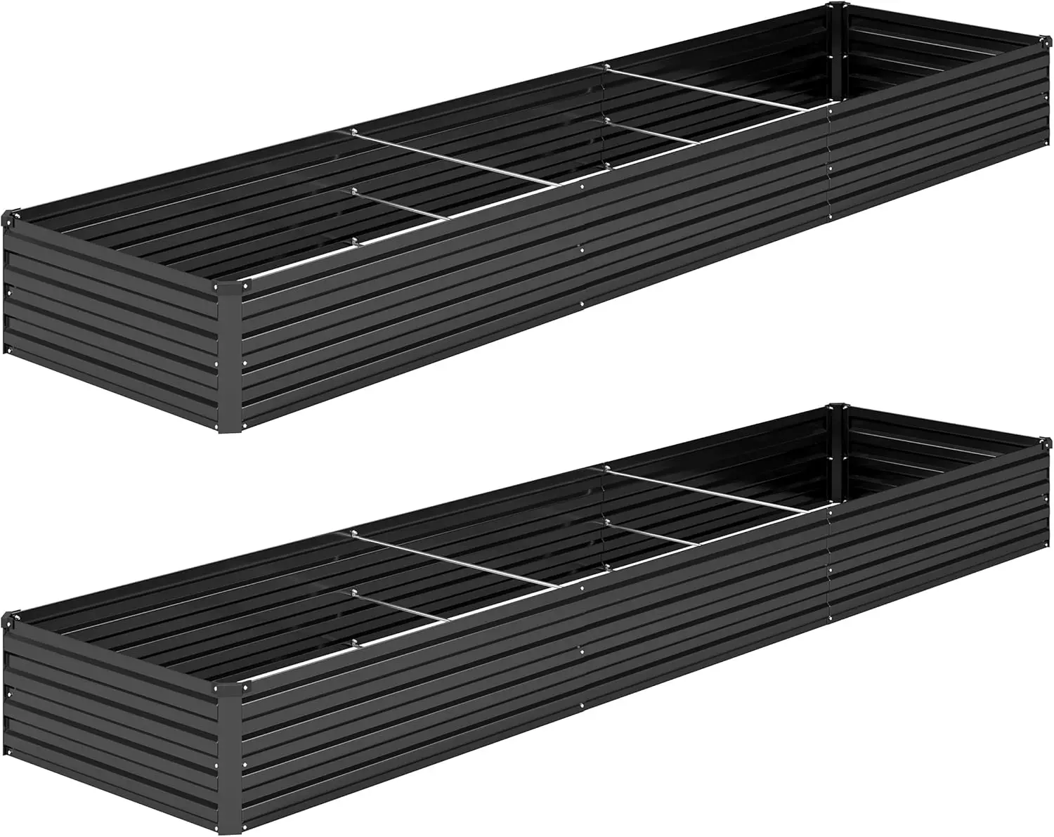 

Комплект из 2 оцинкованных приподнятых грядок, 12x2x1 фут, металлический ящик-клумба для овощей, трав, цветов - черный