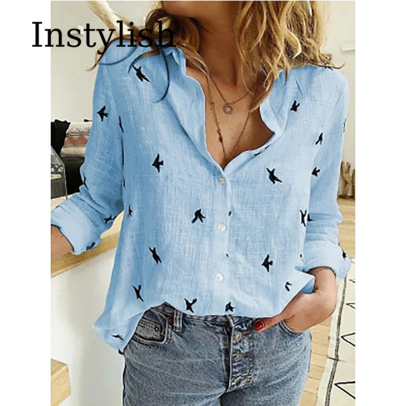 Elegant Cotton Linen Shirts Women Casual Solid Button Lapel Blouses Shirts Autumn Winter Long Sleeve Loose Tops Tunic Blusas - Image 5