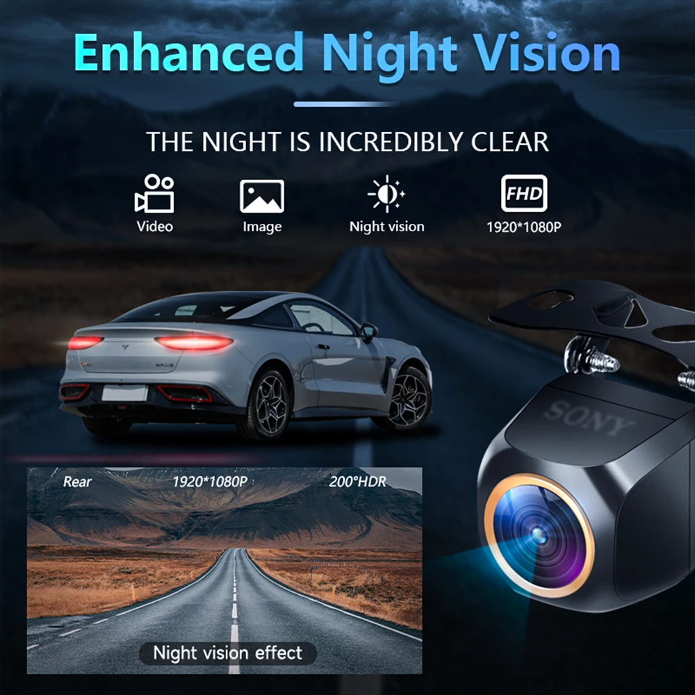 For AHD 1920x1080P Car Rear View Camera 200° Fisheye Golden Lens Full HD Night Vision Vehicle back Car Reversing Front Camera