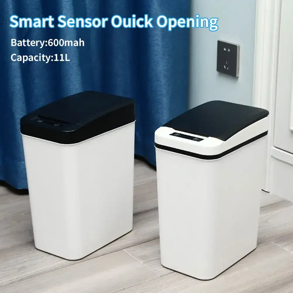 11L Smart Trash Can Waterproof Automatic Sensor Garbage Can for Bathroom Kitchen Toilet Motion Sensor Trash Can Smart Home