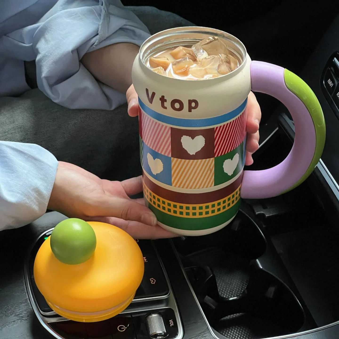 الأكثر مبيعا معكرون اللون الحفاظ على الباردة والحرارة كوب الثلج الفولاذ المقاوم للصدأ كوب معزول المحمولة سيارة المزدوج كوب ماء للشرب #4