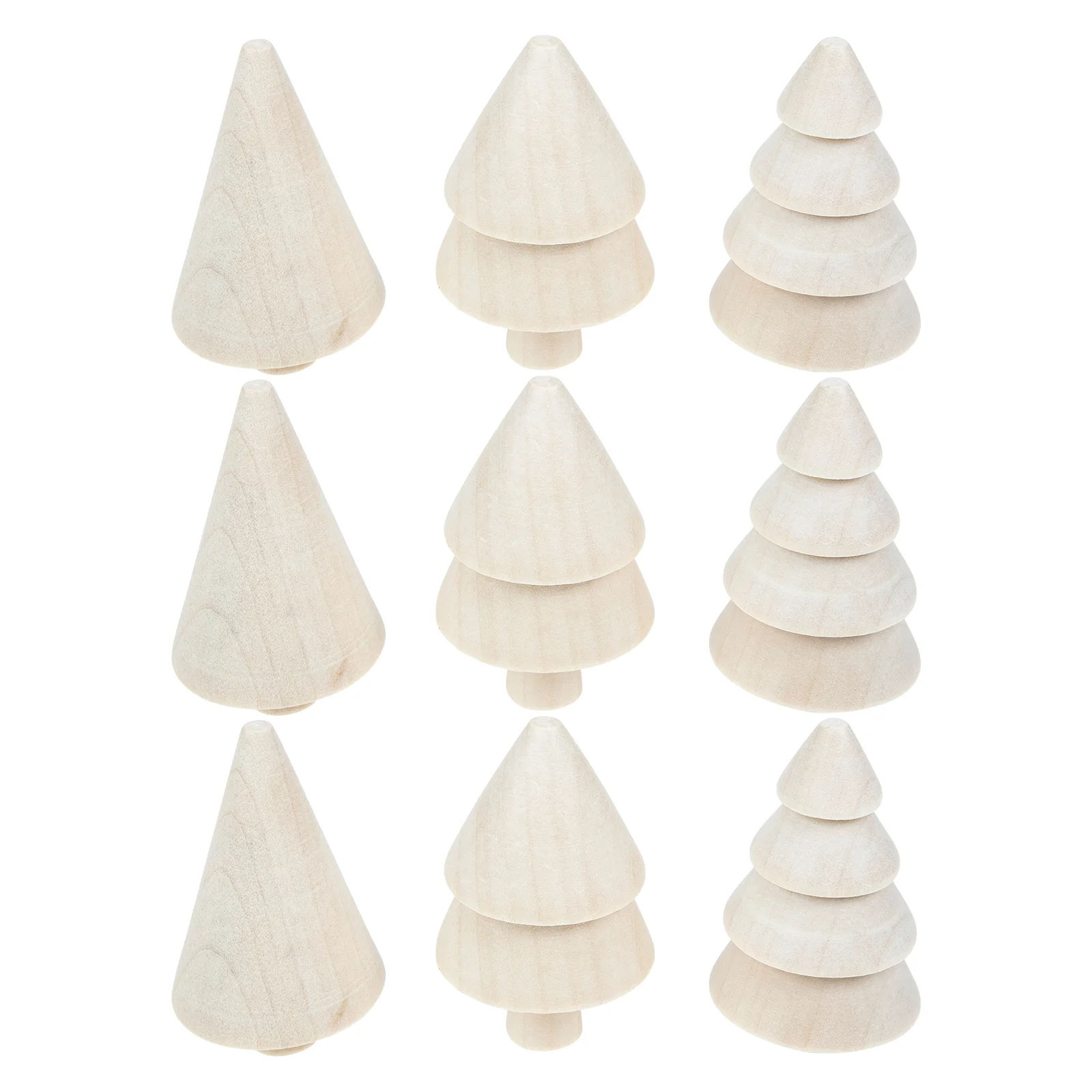 

9 Pcs Wood Christmas Tree Decorations Unfinished Trees Statue Decorating Supplies Molds Crafts