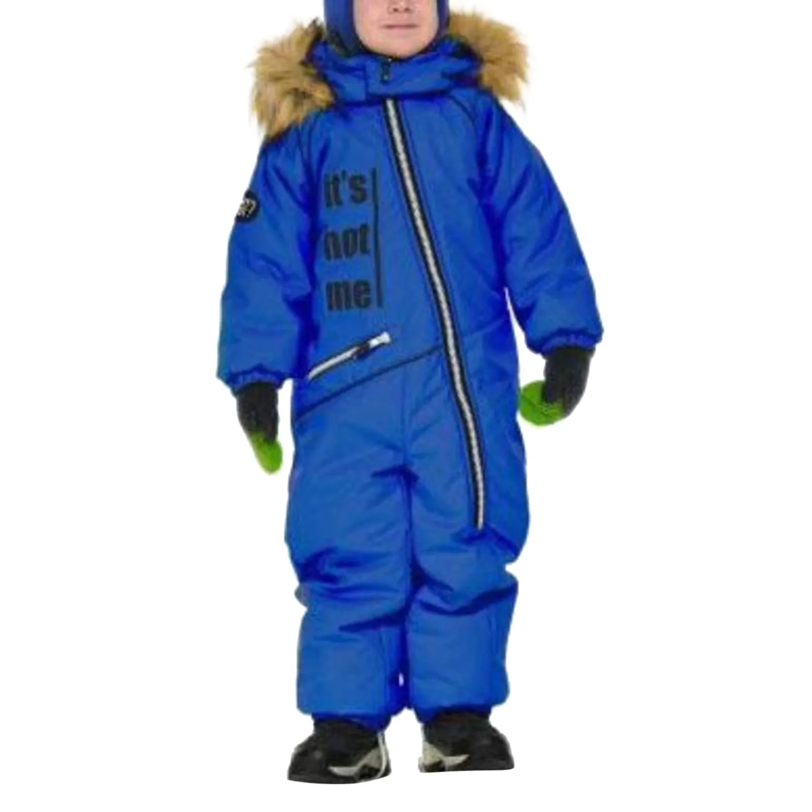 Children\'s Solid Snow Suit Boys Ski Suit Thermal Ski Overall Winter Warm Snow Overall Windproof Child Padded One-Piece Ski Suit