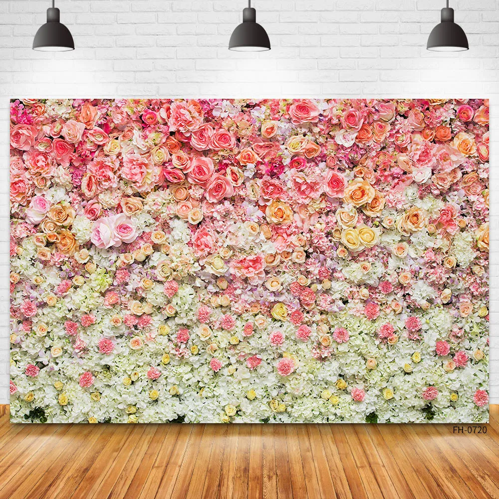 Custom Name Photo Flower Wall Birthday Party Banner Background Baby Shower Bridal Wedding Diy Photography Backdrops Photocall