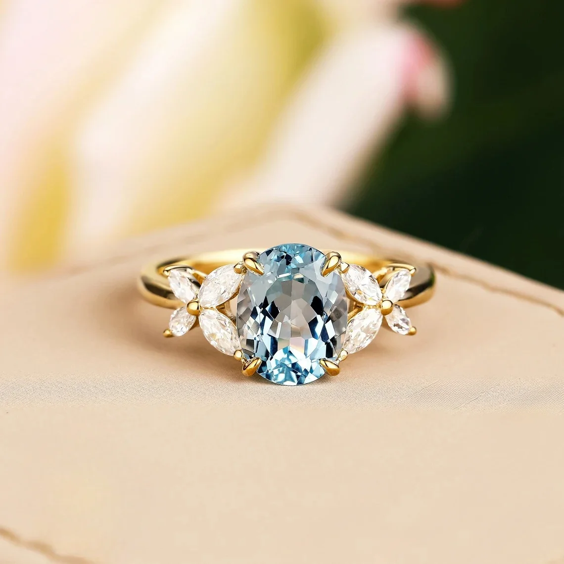 Elegant Ring  Inlaid Blue  Symbol Of Beauty And Nobility Match Daily Outfits Gift For Female