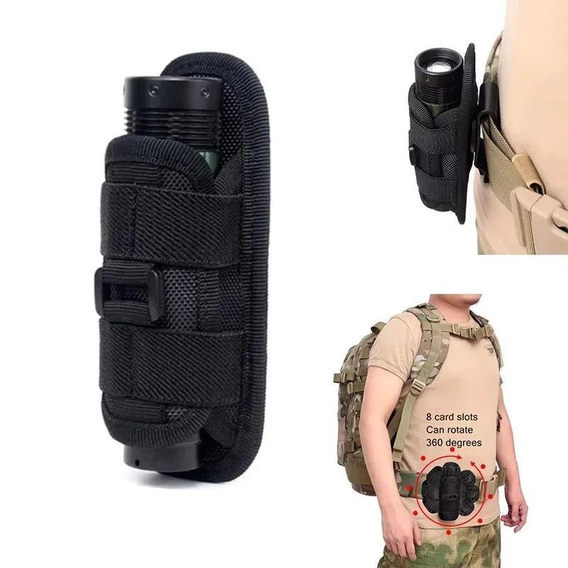 Tactical Flashlight Pouch Holster 360 Degree Rotatable Torch Cover Case for Outdoor Belt Flashlight Holder Hunting Accessories