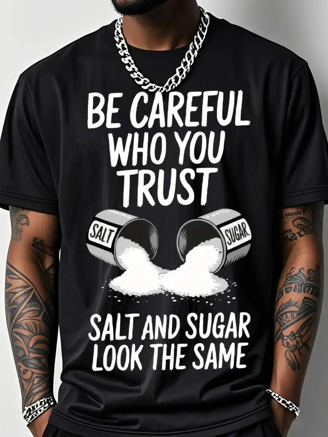 Men's Graphic Tees, Mens Clothing - Outdoor Fitness Short-Sleeve Crew Neck Top,  Breathable Stretch Fabric with Salt Pattern Print, 