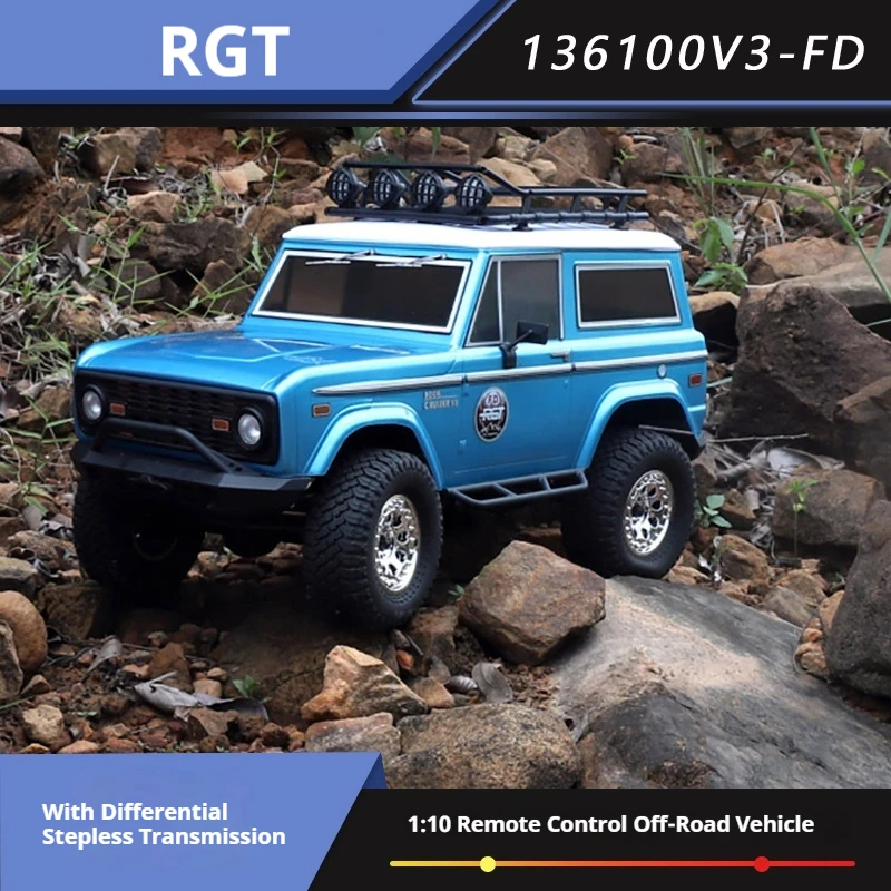 

RGT 136100V3-Fd Remote Control Off-Road Vehicle 4WD Four-Wheel Drive Electric Climbing Car Simulation 1:10 Model Car RC Car Toy