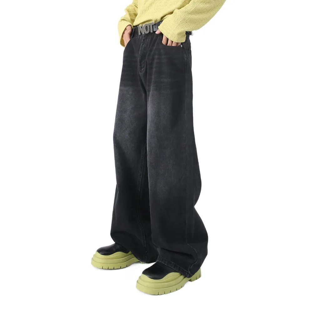

Simple Ins Y2K Jeans Men Loose High Waist Straight Denim Trousers Retro Classic Cowboy Pants Streetwear