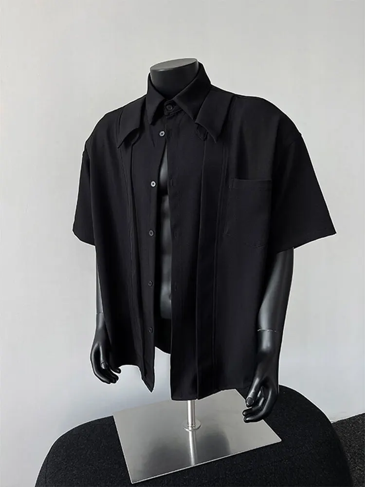 

Мужская летняя рубашка Cleanfit Black Deconstructed с коротким рукавом в американском стиле, куртка High Street Cool Guy из полиэфирного волокна