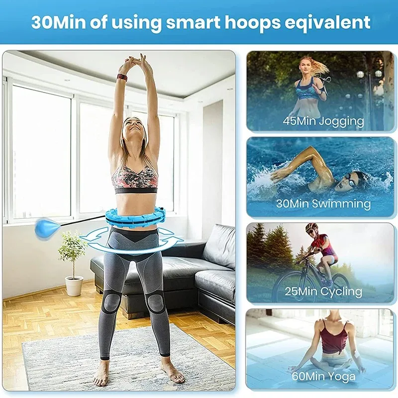 Hula Circle Fit Hoop pour adultes, Smart Weighted Hoop, Extron Fitness Hoop, Perte de poids, Taille Plus, 2 en 1