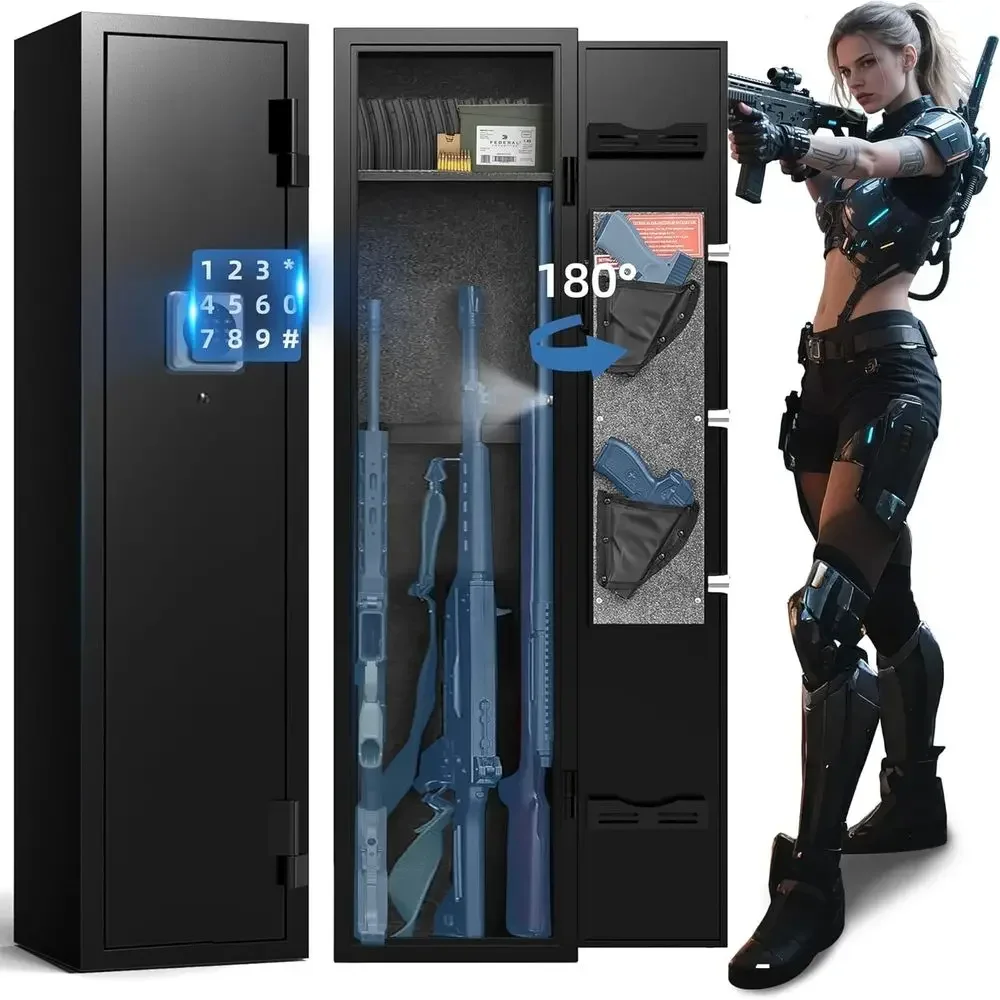

Compact Gun Safe with Removable Shelves, LED Lighting, and 2-3 Pistol Storage