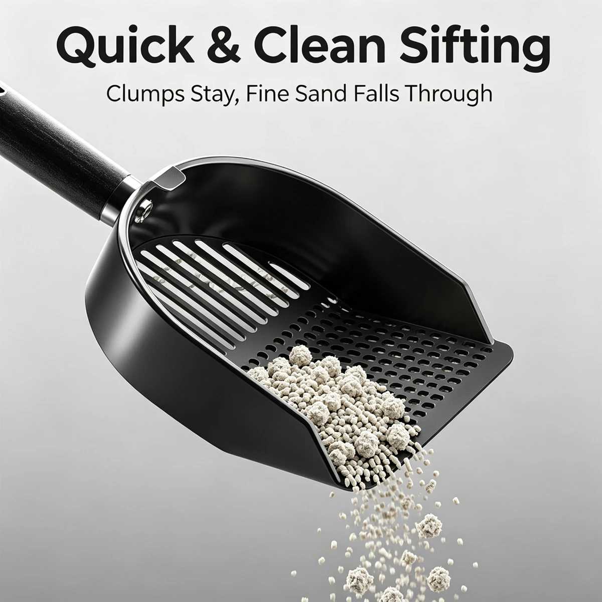 Anti-rust Hole Stainless Steel Wide-mouth Cat Litter Scoop Long-handled Cleaning Tool Pet Feces Things for Cats Products Shovel