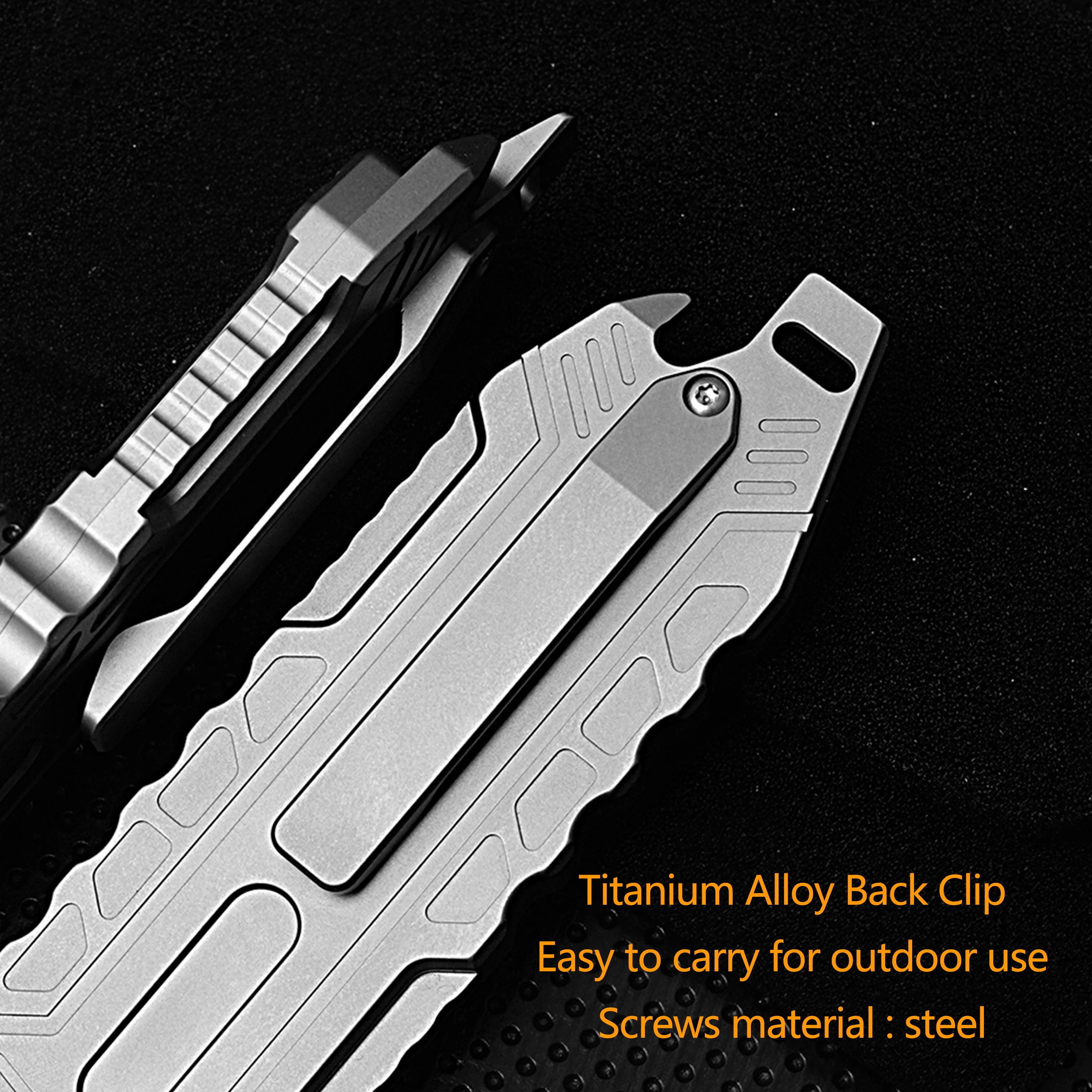 Titanium Alloy Utility Knife Push Pull Pocket Knife Outdoor Survival Multifunctional EDC Tool With 10pcs SK5 Steel Blades