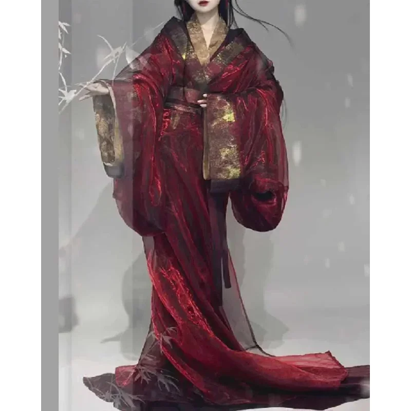

2026 Women's Chinese Traditional Hanfu Female Set Costume War Robe Colorful Gauze Outerwear Satin Gown Cosplay D yy:89
