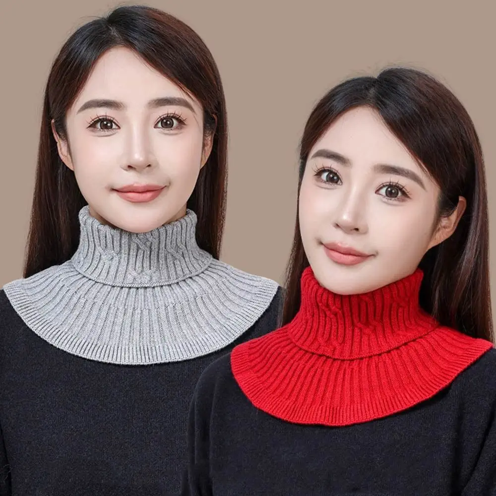 

Knitted Fake Collar Scarf Women Warm Turtleneck Detachable False Collar Winter Windproof Scarf With Wooden Ears