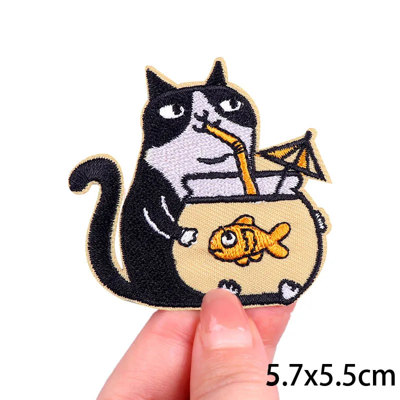 Cartoon bestickte Patches Eisen auf Patches für Kleidung thermoadhäsive Patches auf Kleidung DIY süße Katze Patch Jacke Applikation