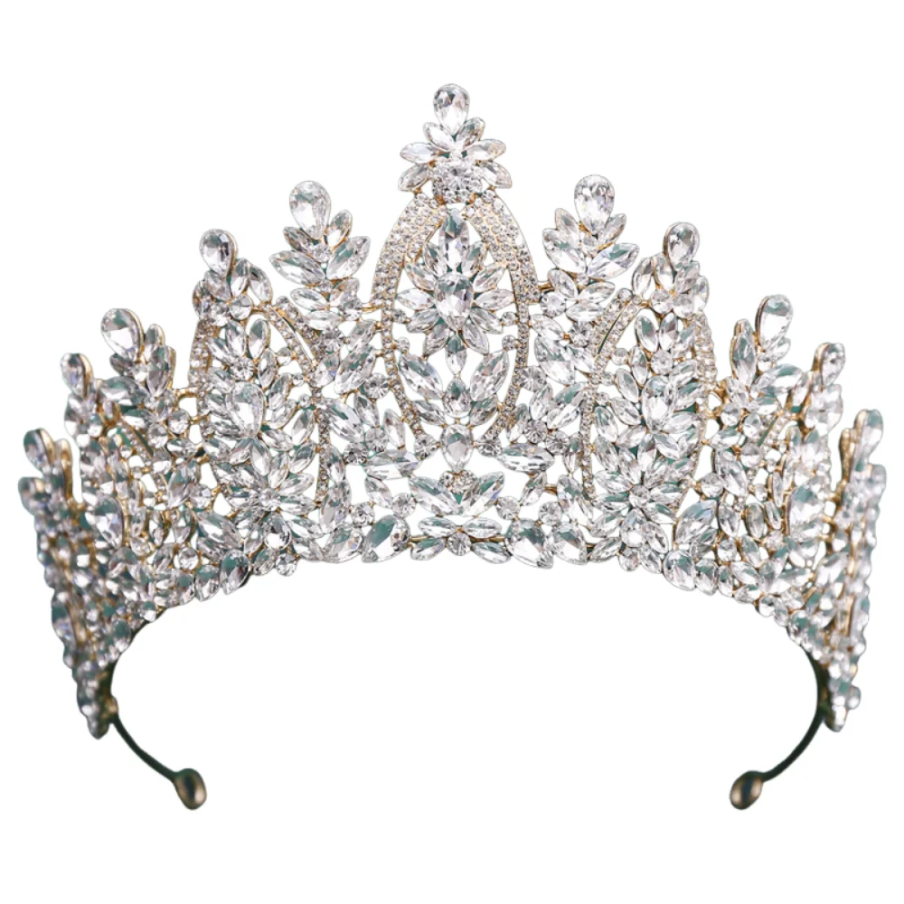Large Size Baroque Crystal Wedding Crown Multi Color Exquisite Bridal Tiara Crystal Rhinestone Luxury Queen Princess Headband