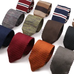 New Mens Knitted Ties Classic Striped Skinny Necktie For Business Wedding Party British Style Necktie Winter Neck Wear Accessory