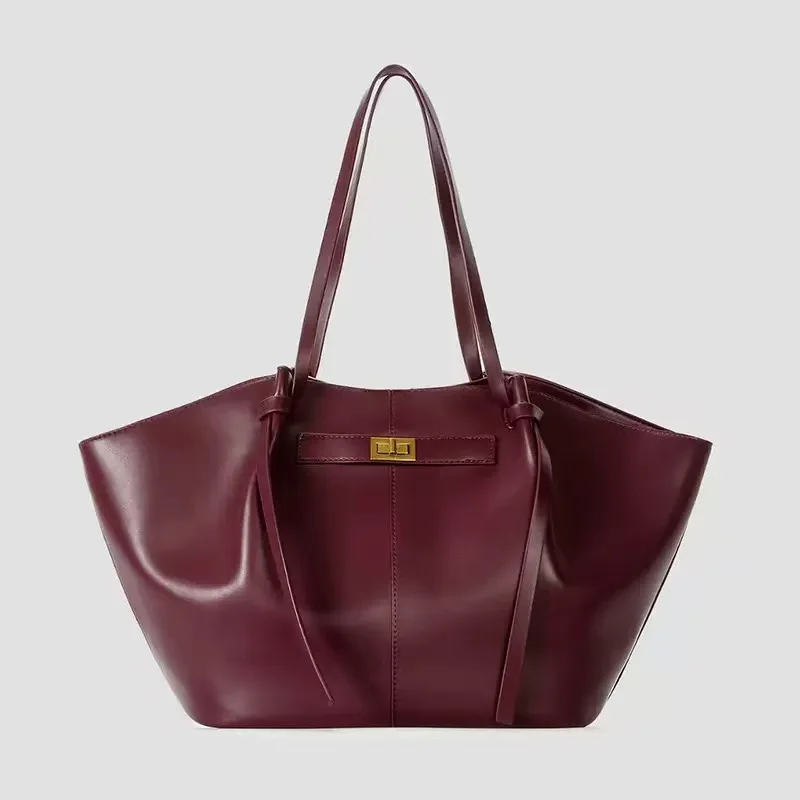 

Вместительные трапециевидные сумки для женщин, стильные сумки через плечо с металлическими замками, высококачественные сумки-тоуты из искусственной кожи для путешествий.