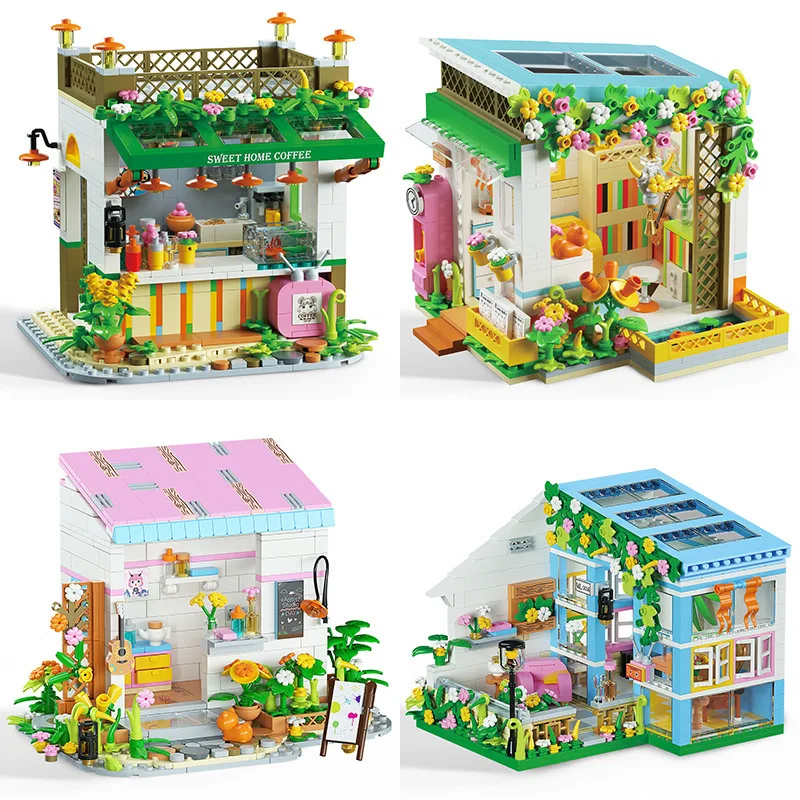 Girls Assembling Game Building Blocks Princess Shop Garden Study Room Play Space Model Gifts Toy Garden Compatible with Lego