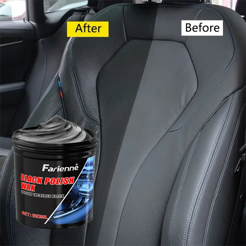 150ml Car Black Polish Wax Plastic & Leather Restorer For Dashboard Tire Leather Scratch Repair With Sponge - view 5