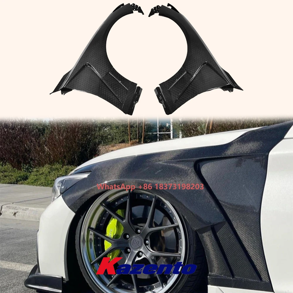 

For Infiniti Q50 14-21 KZ Style Honeycomb Carbon Fiber Front Bumper Fender Pair Side Wing