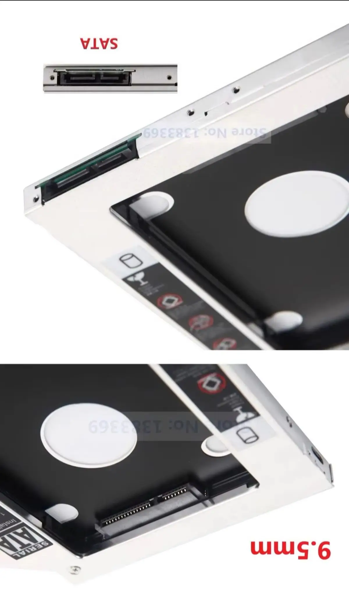 With Matched Faceplate Panel 9.5mm 2nd Secondary 2.5 SATA Hard Drive HDD Optical bay Caddy Frame Bracket for HP ProBook 450 G3