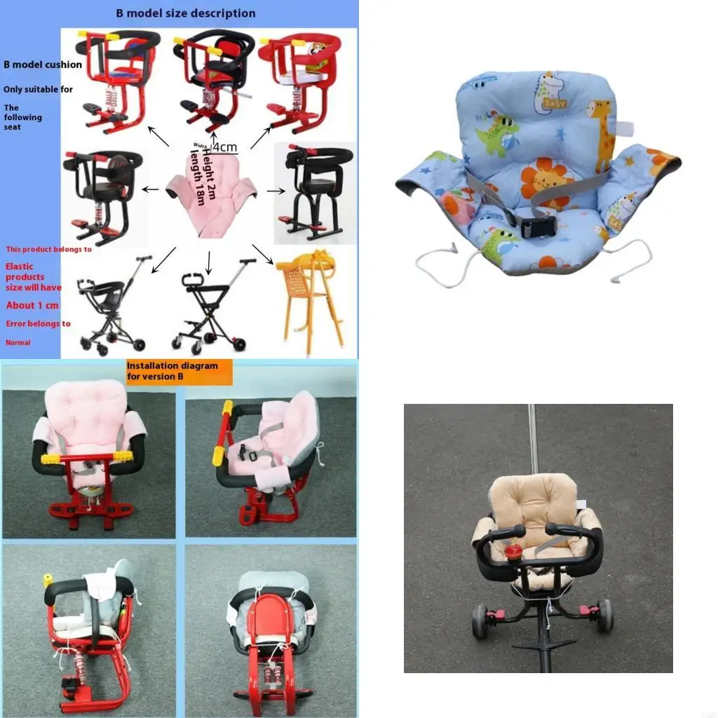 54DF Ventilated Polyester Strollers Pad Secure Use For Active Kids Easy Maintenance