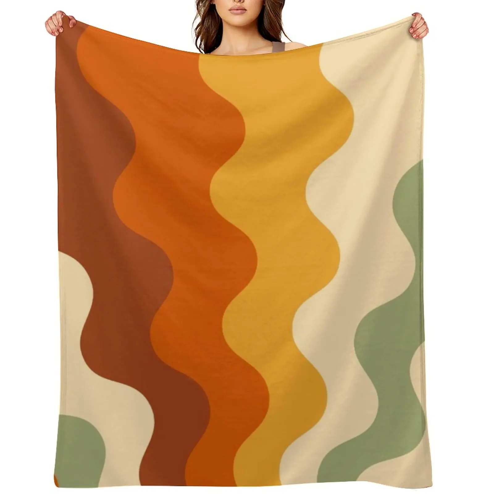 

Retro Rays Groovy 1970s Olive Rust Yellow Orange Beige Throw Blanket christmas decoration Softest Beach Beautifuls Blankets