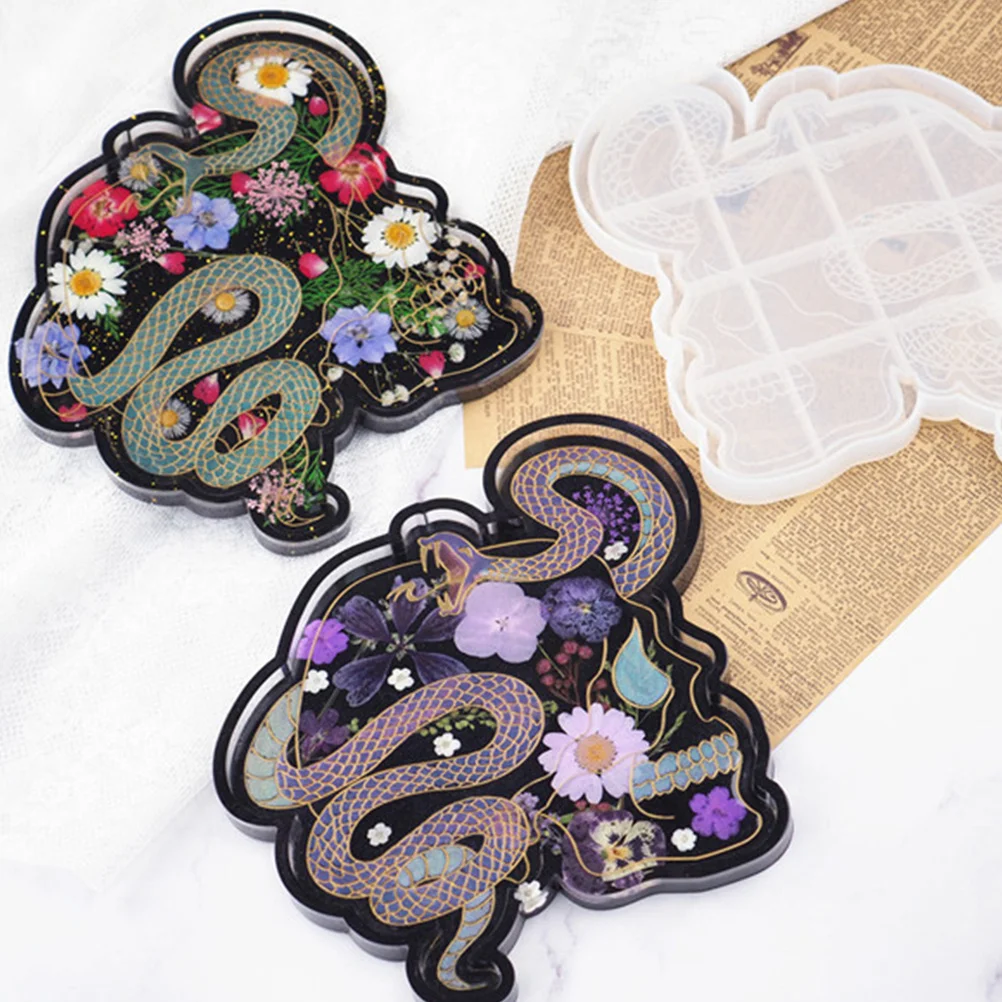 

1Pcs Silicone Snake Skull Plate Mold Handmade Ornament Craft DIY Epoxy Resin Mold Flexible Transparent Creative Decorative Craft