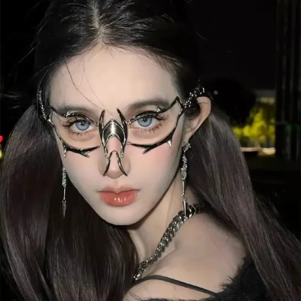 قناع Cyberpunk المعدني Y2K على الطراز الميكانيكي للجنسين، سلسلة وجه للهالوين التنكرية للنساء والرجال #1