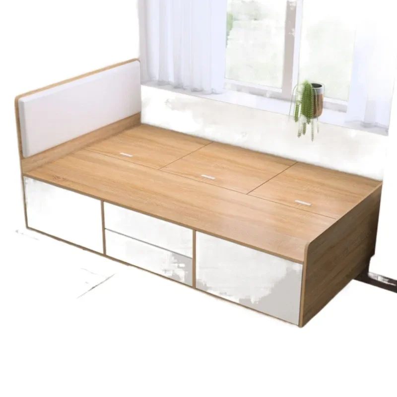 Small apartment: Tatami single bed 1.2 meters, high box storage board bed with drawers, double bed 1.5 meters