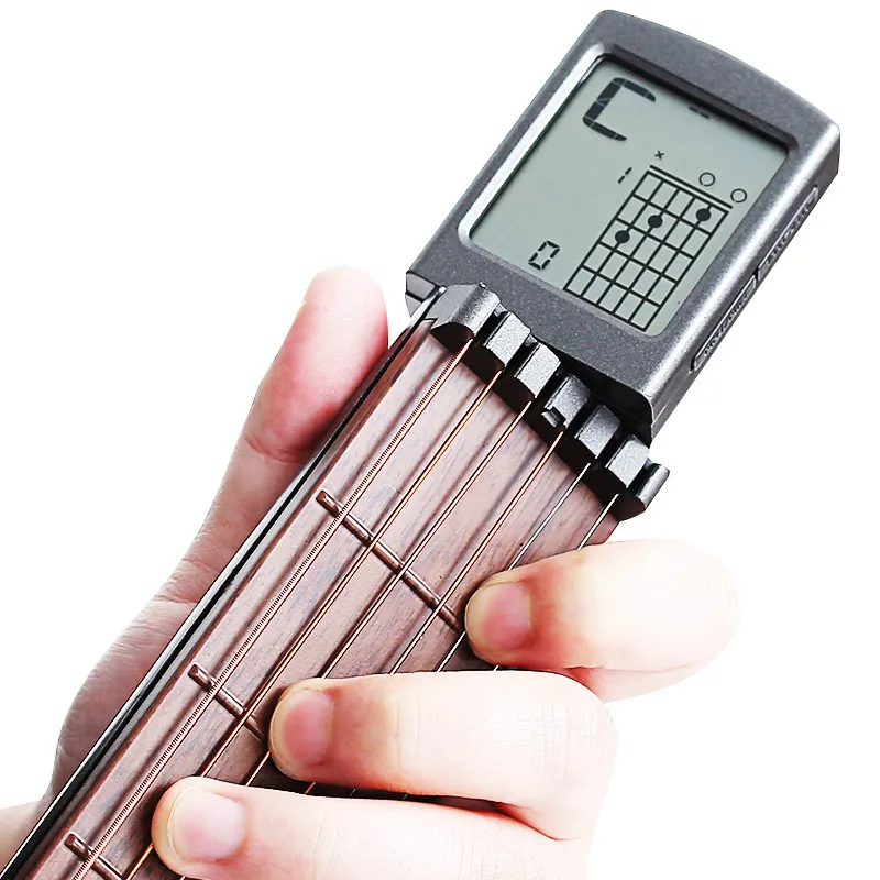 Portable Pocket Guitar 6-Tone Chord Trainer Practice Tool Rotatable Diagram Chord Screen Guitar Finger Trainer For Beginners