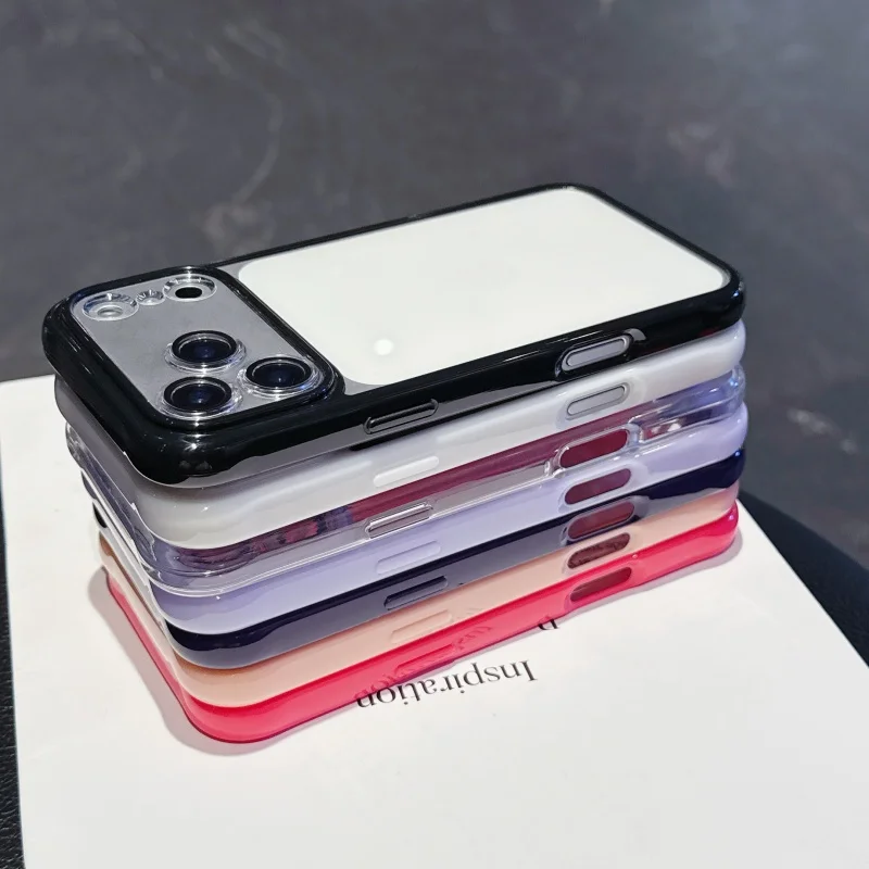 حافظة هاتف أكريليك عصرية جديدة لهاتف آيفون 16 15 14 13 12 11 17 Pro Max Plus Air 17promax 17Pro مع غطاء فيلم عدسة واقية