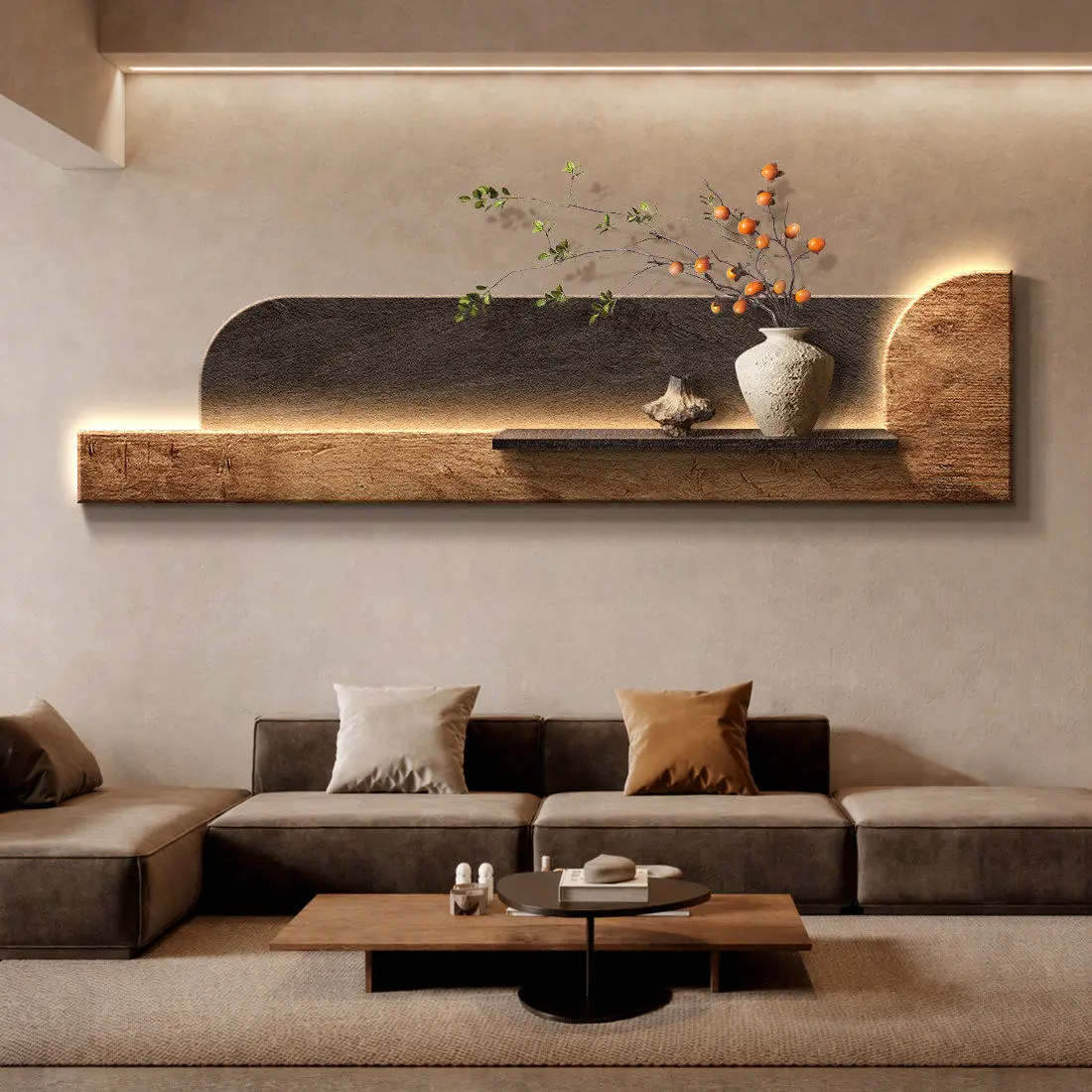 Persimmon Ruyi Living Room Decoration Painting, Three Dimensional Ancient Style Wall Lamp Painting