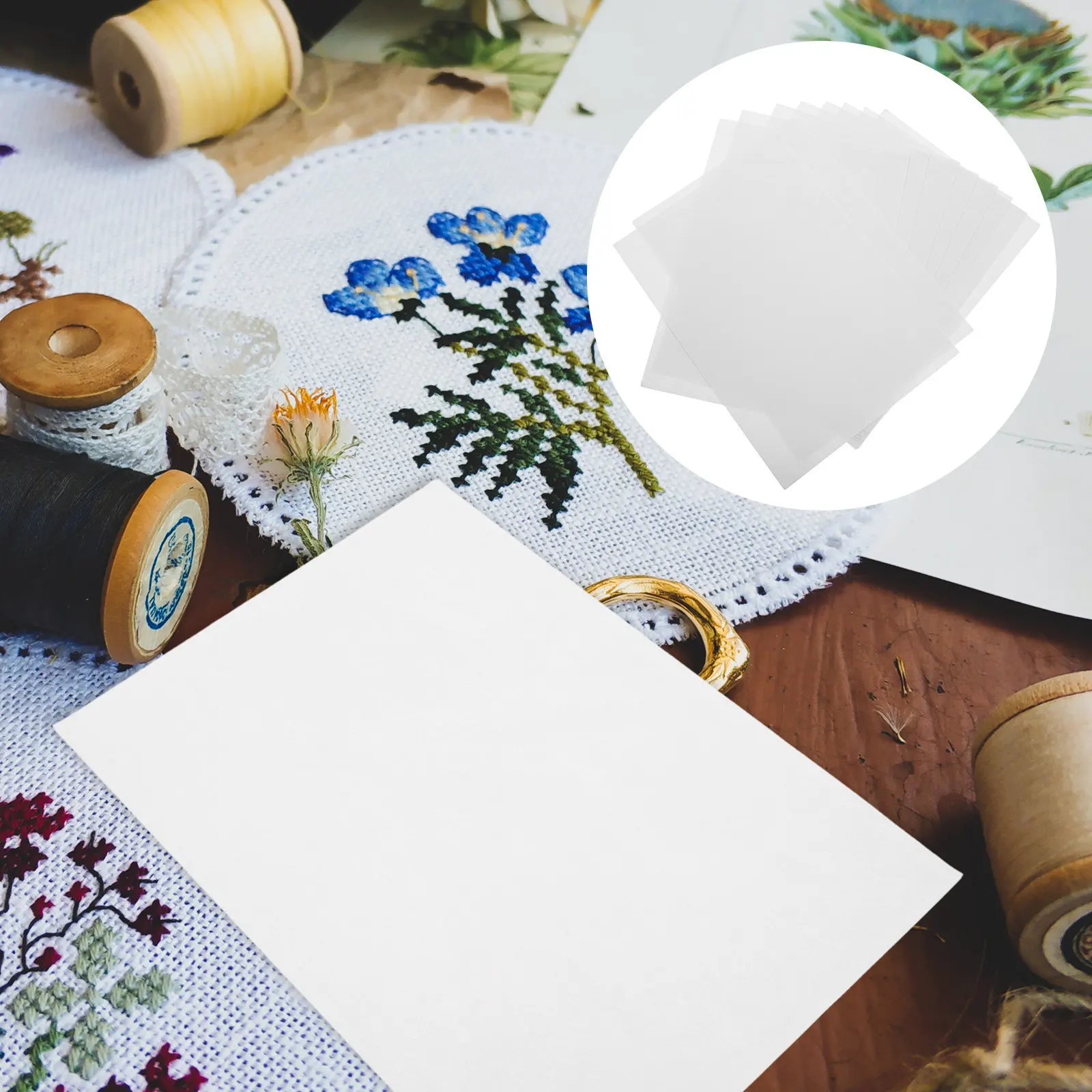 

Self Adhesive Water Soluble Embroidery Stabilizer Paper Non Woven Fabric for Stick and Sew Patterns Dissolvable Washable Design