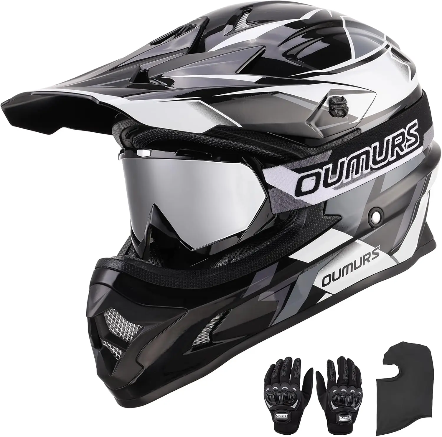

DOT Adult ATV Dirt Bike Helmet with Goggles Gloves & Mask Adjustable Sun Visor Motorcycle Adults Helmet Off-Road Motocross Downh