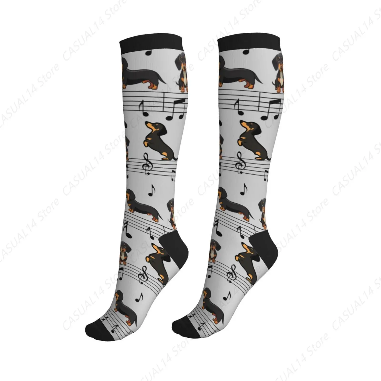 

Dachshund Compression Socks Knee High Circulation Support Socks For Women Men Athletic Running Work Hiking Cycling Travel