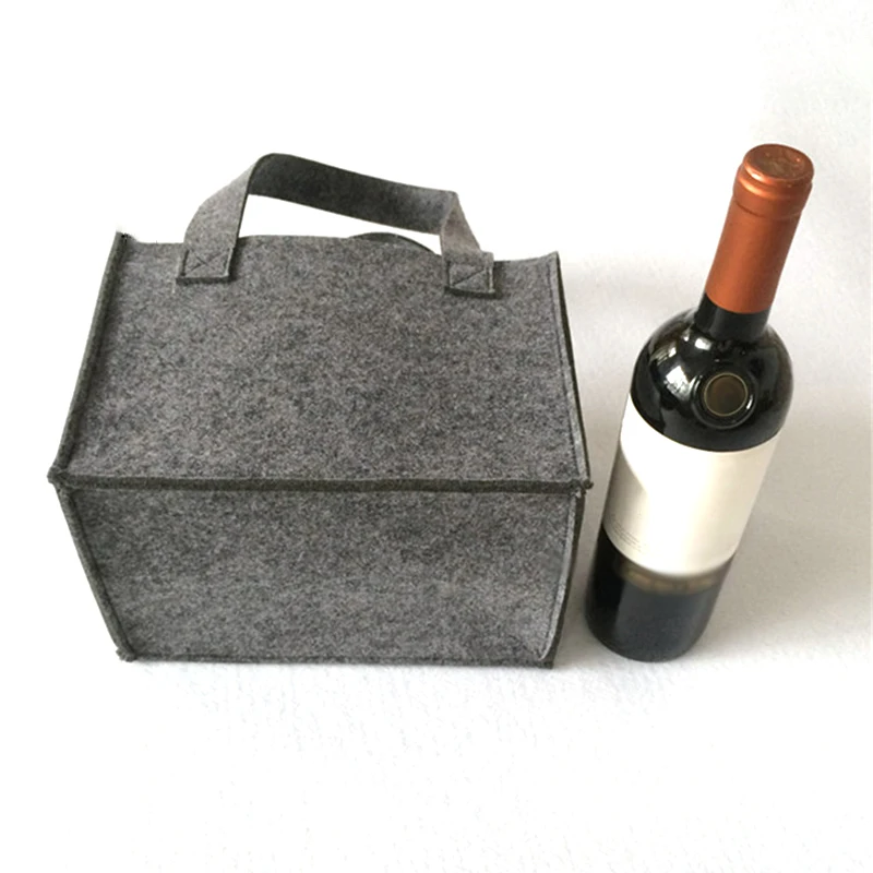 Wine Beer Bag Felt Mutifunction Protective Handbag Large Volume Portable Storage Wine Bag Holder Shopping Tote