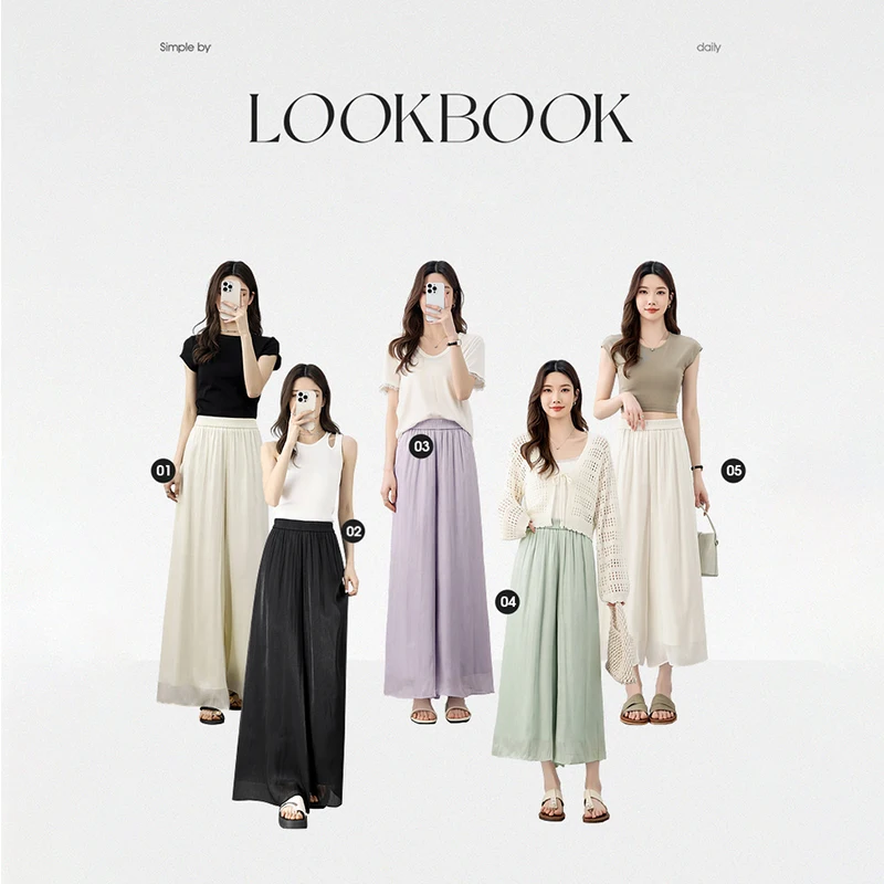 SENTUBILA Office Lady Skirt Pants Women 2025 Spring Summer Elastic High-waist Solid Wide-leg Pant Elegant Trousers 151K73620