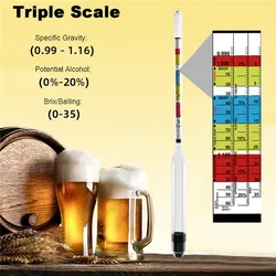 Triple Scale Hydrometer For Home Brew Wine Beer Cider Alcohol Testing 3 Scale Hydrometer Wine Sugar Meter Gravity ABV Tester