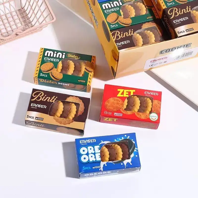 Kawai Cartoon Fun Snacks Rubber Sassafras Primary School Rewards Like Leather Creative Cookies Chocolate Modeling Wholesale