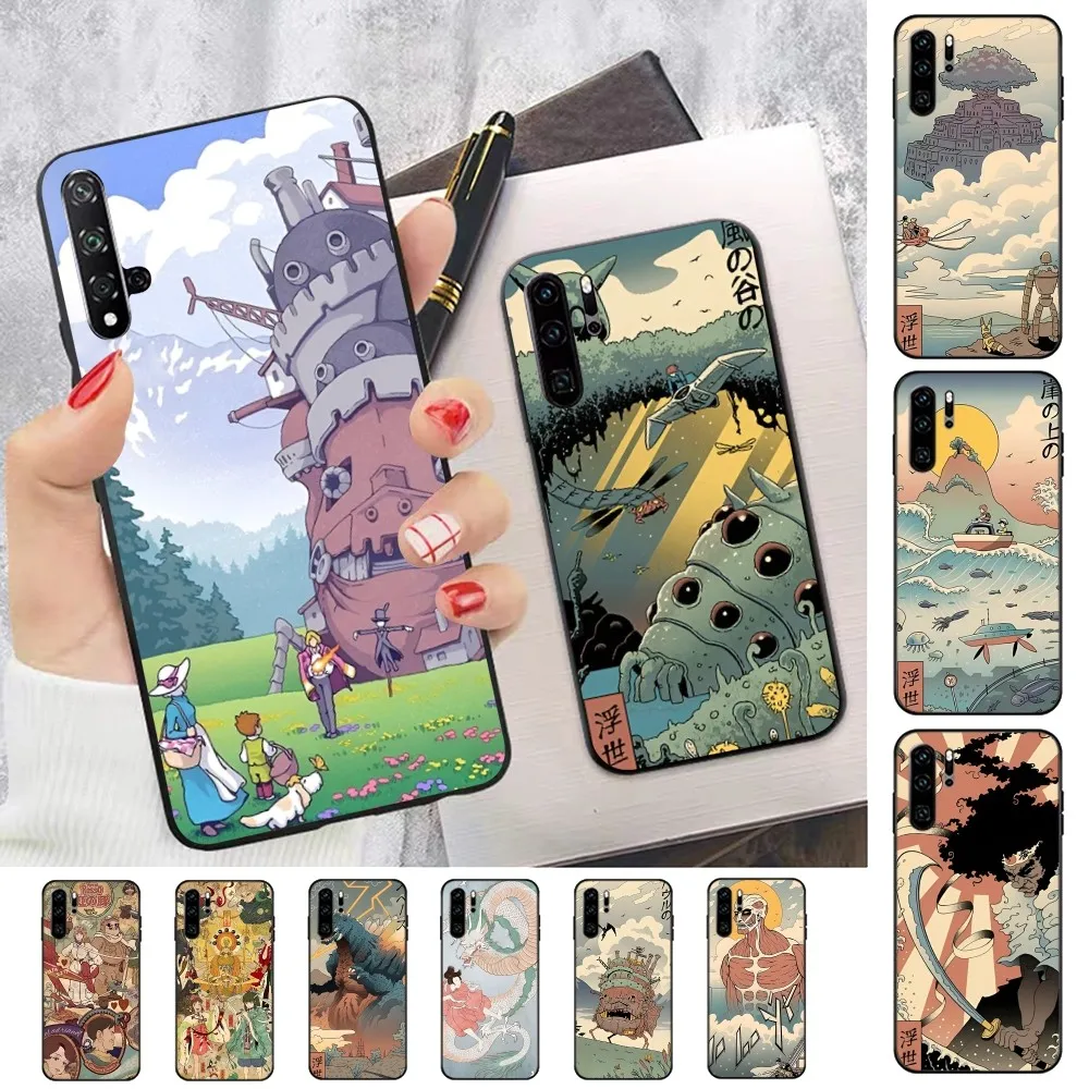 Classic Anime Ukiyo-e Phone Case For Huawei P 8 9 10 20 30 40 50 Pro Lite Psmart Honor 10 Lite 70 Mate 20lite