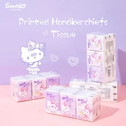 9pcs Hello Kitty  Sanrio Tissue  Pochacco Kawaii Cartoon Printed Handkerchief Cute Girl Portable Toilet Paper Girly Gift