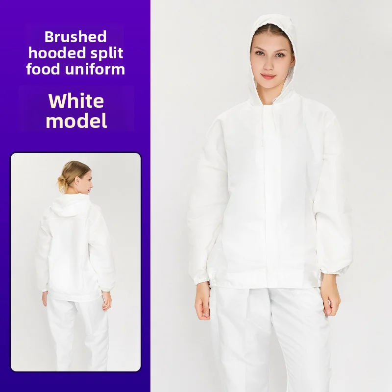 

Food factory work clothes hooded ear mesh ear hanging breathable dustproof clean split hooded workshop food suit set