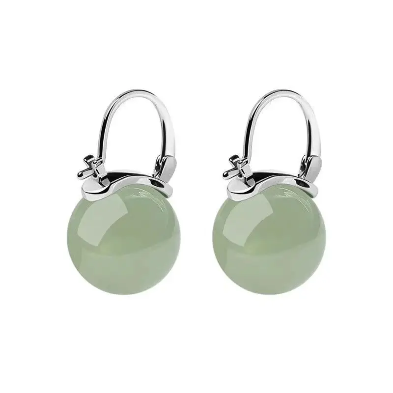 

Earrings Hetian Jade Earrings Green Temperament Fashion Women
